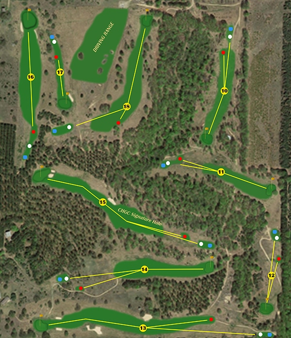map of back 9 at Chestnut Hills Golf Club
